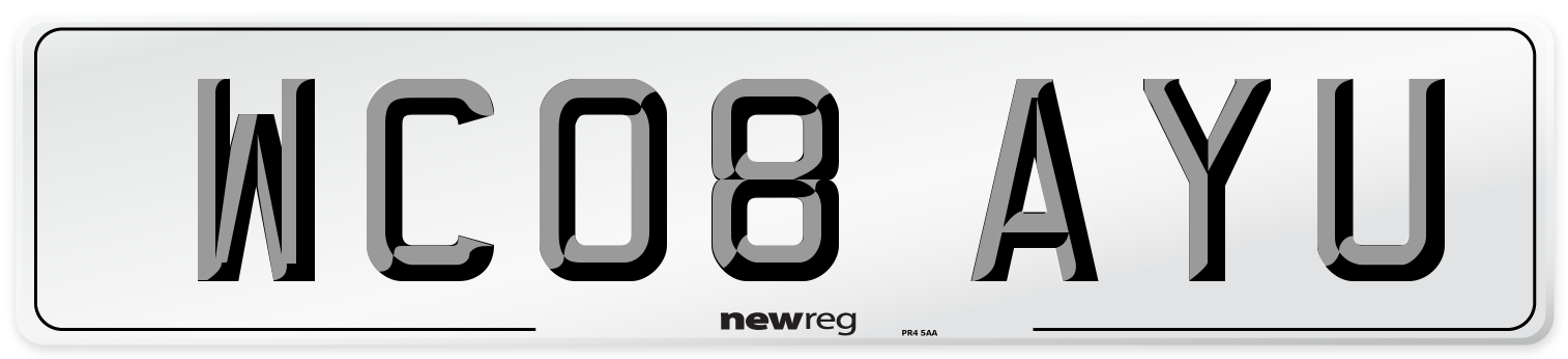 WC08 AYU Number Plate from New Reg
